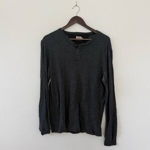 Faherty Brand Men’s Long Sleeve Henley - Charcoal Grey - Size M